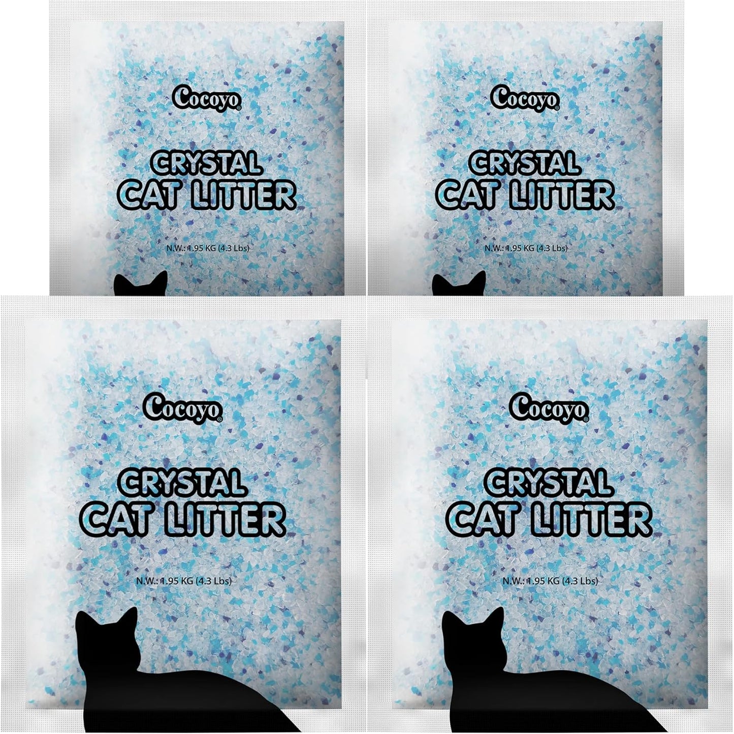 Crystal Cat Litter I Silica Gel Cat Litter,17.2 Lbs Value Pack (4.3 Lbs X 4)