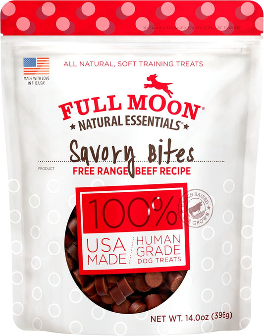 All Natural Human Grade Dog Treats, Essential Beef Savory Bites, 14 Ounce