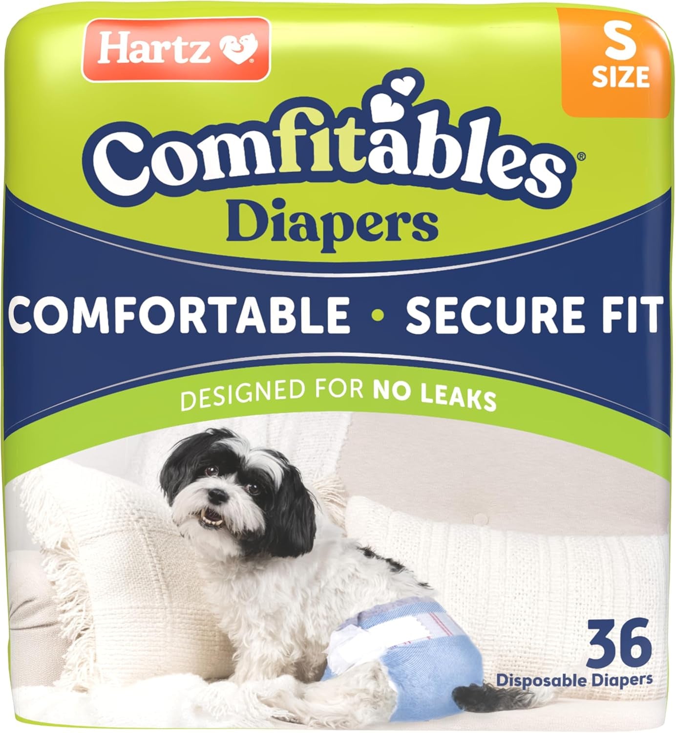 Disposable Dog Diapers, Size S 36 Count, Comfortable & Secure Fit, Easy to Put On