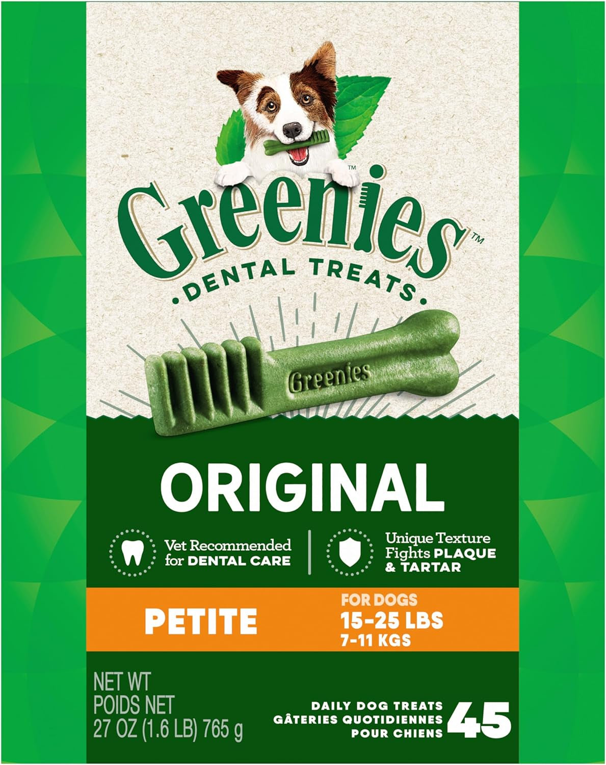 Original Petite Dental Dog Treats, 27 Oz. Pack (45 Treats)