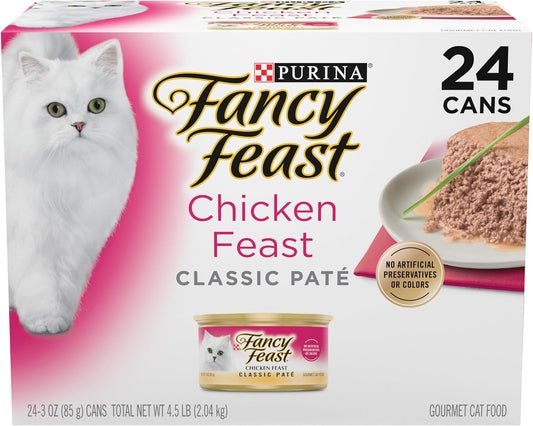 Chicken Feast Classic Pate Collection Grain Free Wet Cat Food Multi-Pack - (Pack of 24) 3 Oz. Pull-Top Cans