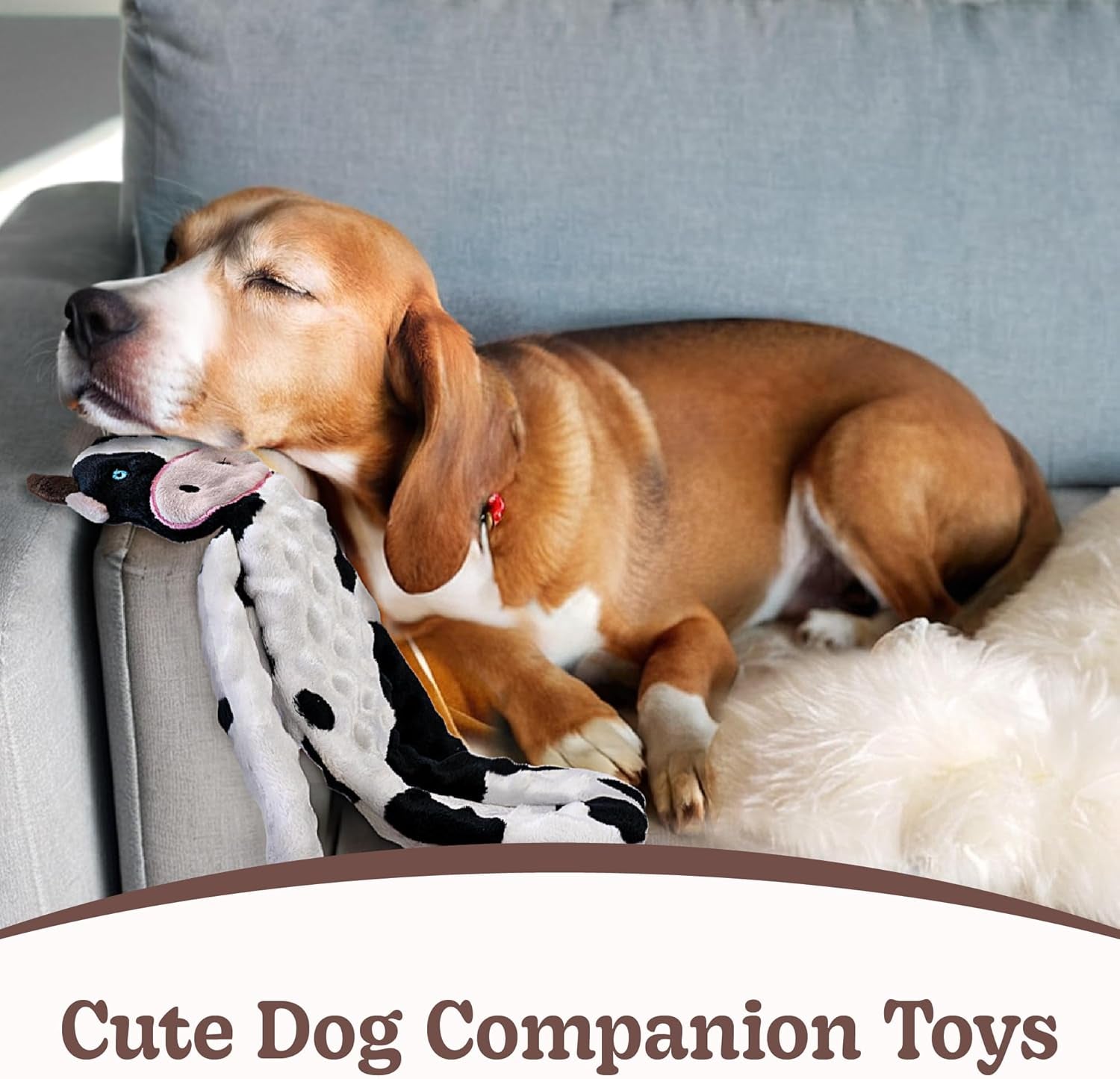 No Stuffing Dog Toys Squeaky for Large Dogs, Crinkle Puppy Teething Toys to Keep Them Busy, Plush Interactive Doggie Long Lasting Chews for Aggressive Chewers