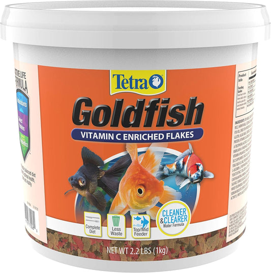 Goldfish Flakes, Nutritionally Balanced Diet for Aquarium Fish, Vitamin C Enriched Flakes, 2.2 Lbs