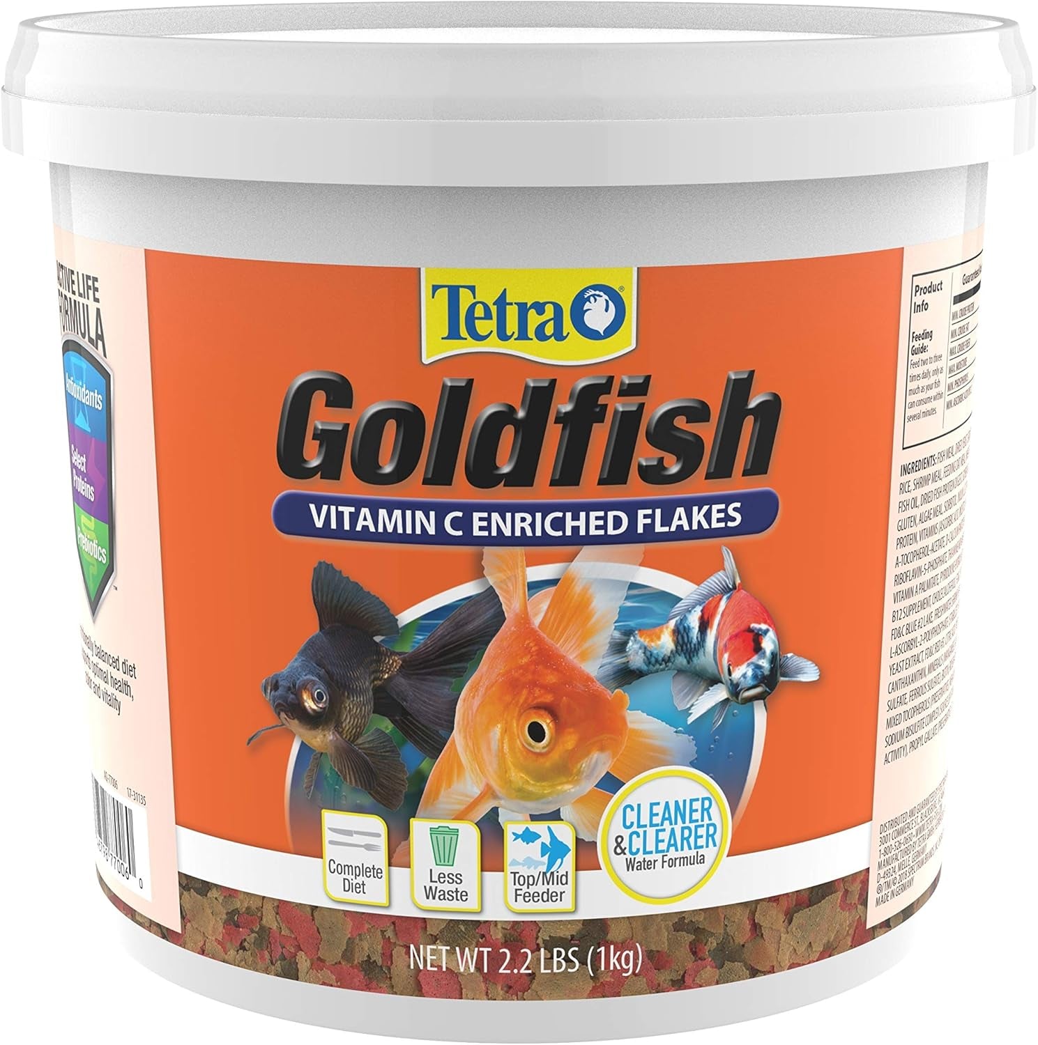 Goldfish Flakes, Nutritionally Balanced Diet for Aquarium Fish, Vitamin C Enriched Flakes, 2.2 Lbs