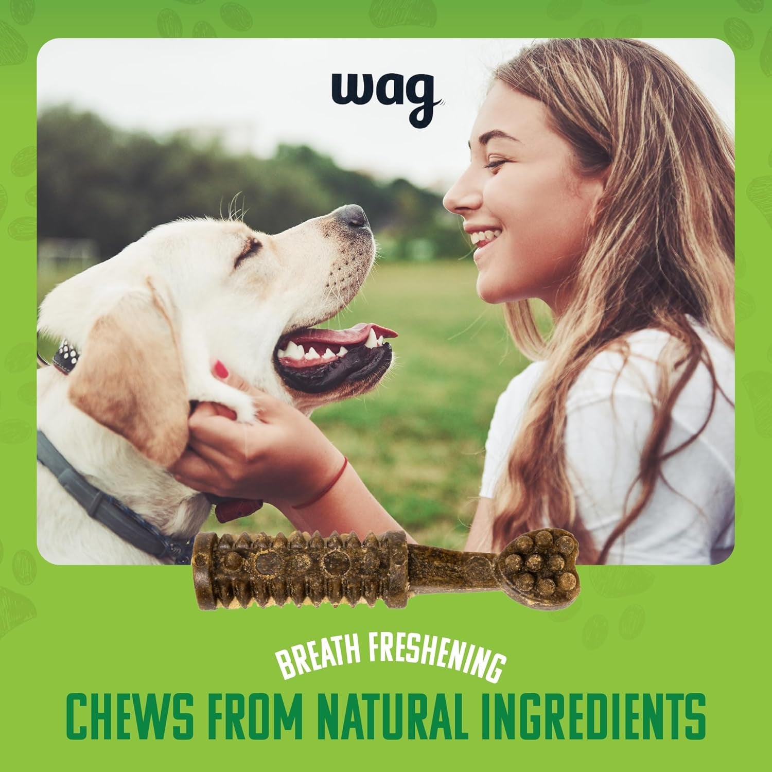 Amazon Brand -  Dental Dog Treats to Help Clean Teeth & Freshen Breath Tiny, 2.25 Pounds, Unflavored - 130 Count, Pack of 1