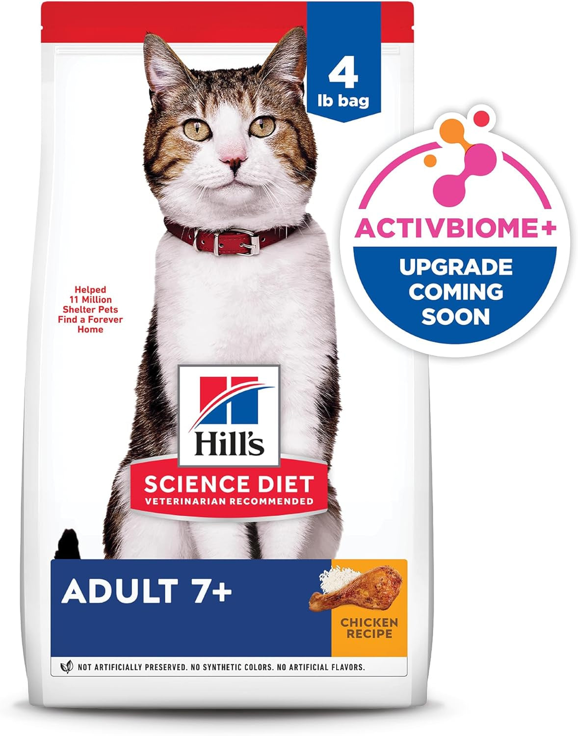Adult 7+, Senior Adult 7+ Premium Nutrition, Dry Cat Food, Chicken Recipe, 4 Lb Bag