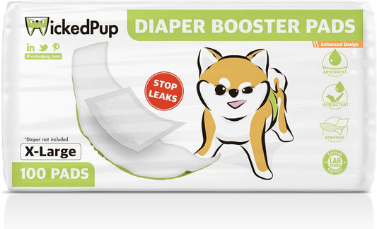 Dog Diaper Liners Booster Pads for Male and Female Dogs, 100Ct | Disposable Diaper Inserts Fit Most Reusable Pet Belly Bands, Wraps, and Washable Period Panties (X-Large (100 Count))