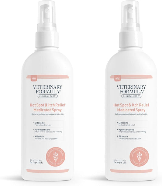 Clinical Care Hot Spot & Itch Relief Medicated Spray, 8Oz – Easy to Use Spray for Dogs & Cats – Helps Alleviate Sensitive Skin, Scratching, and Licking of Coat (2 Pack)