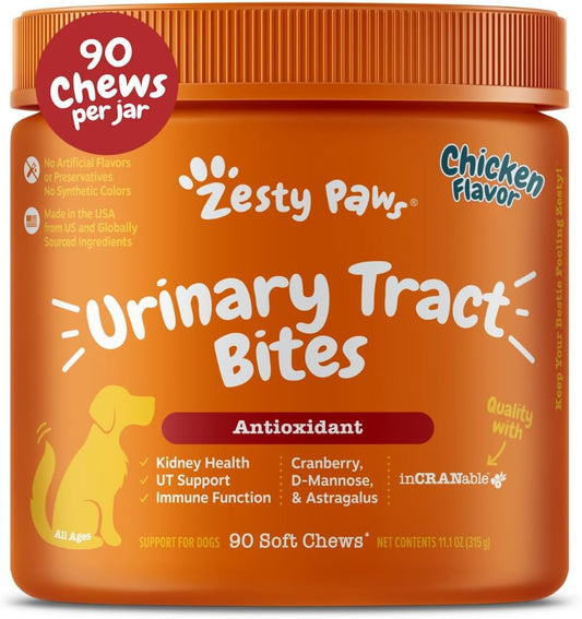 Cranberry Supplement for Dogs - Bladder Control for Dogs - Urinary Tract Support - Cranberry Chews - Immune & Gut Support - Chicken - 90 Count