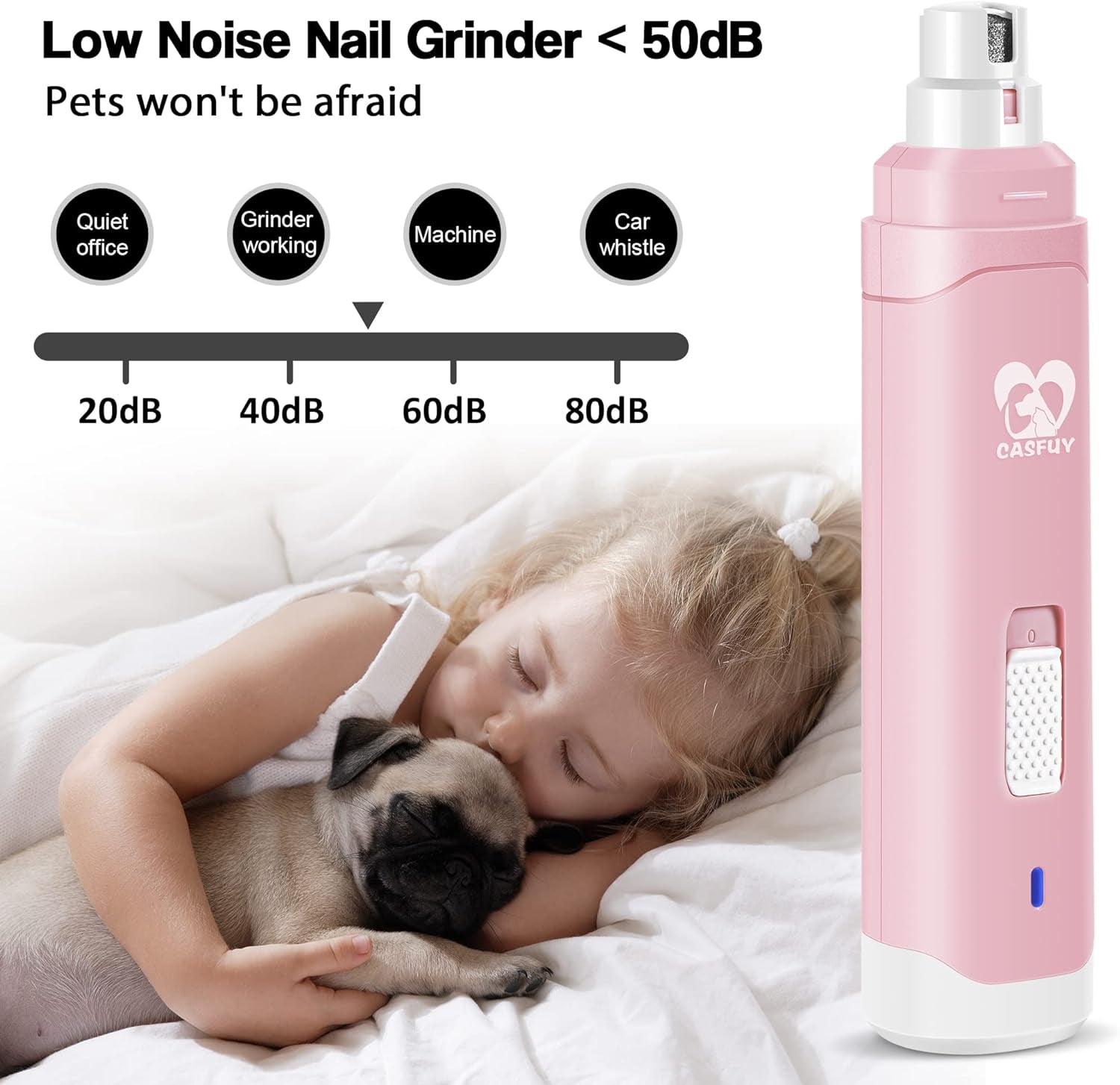 Dog Nail Grinder Upgraded - Professional 2-Speed Electric Rechargeable Pet Nail Trimmer Painless Paws Grooming & Smoothing for Small Medium Large Dogs & Cats