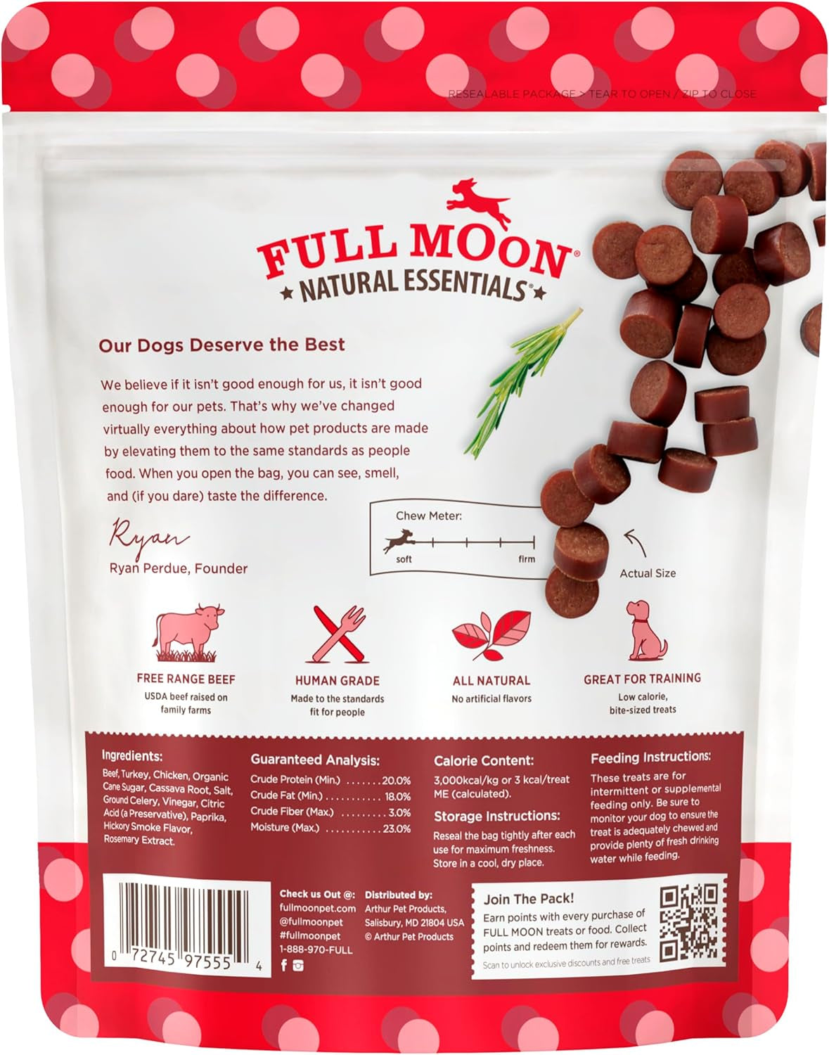 All Natural Human Grade Dog Treats, Essential Beef Savory Bites, 14 Ounce