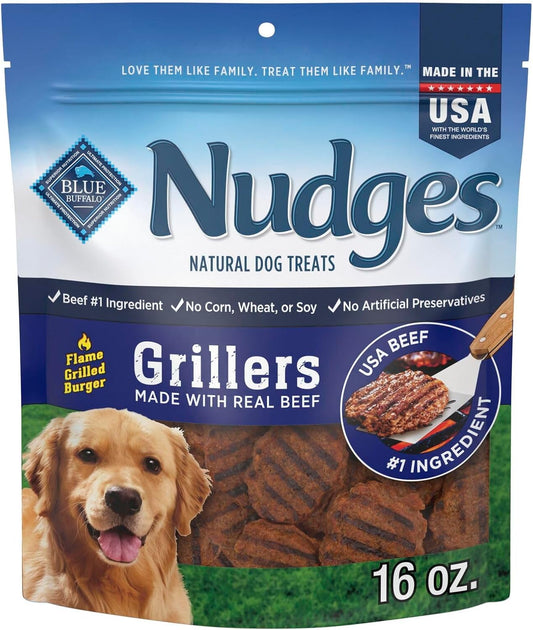 Nudges Grillers Natural Dog Treats, Beef, 16Oz