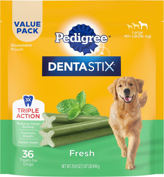 Dentastix Large Breed Dog Treats, Fresh Flavor, 1.87 Lb. Bag (36 Treats)