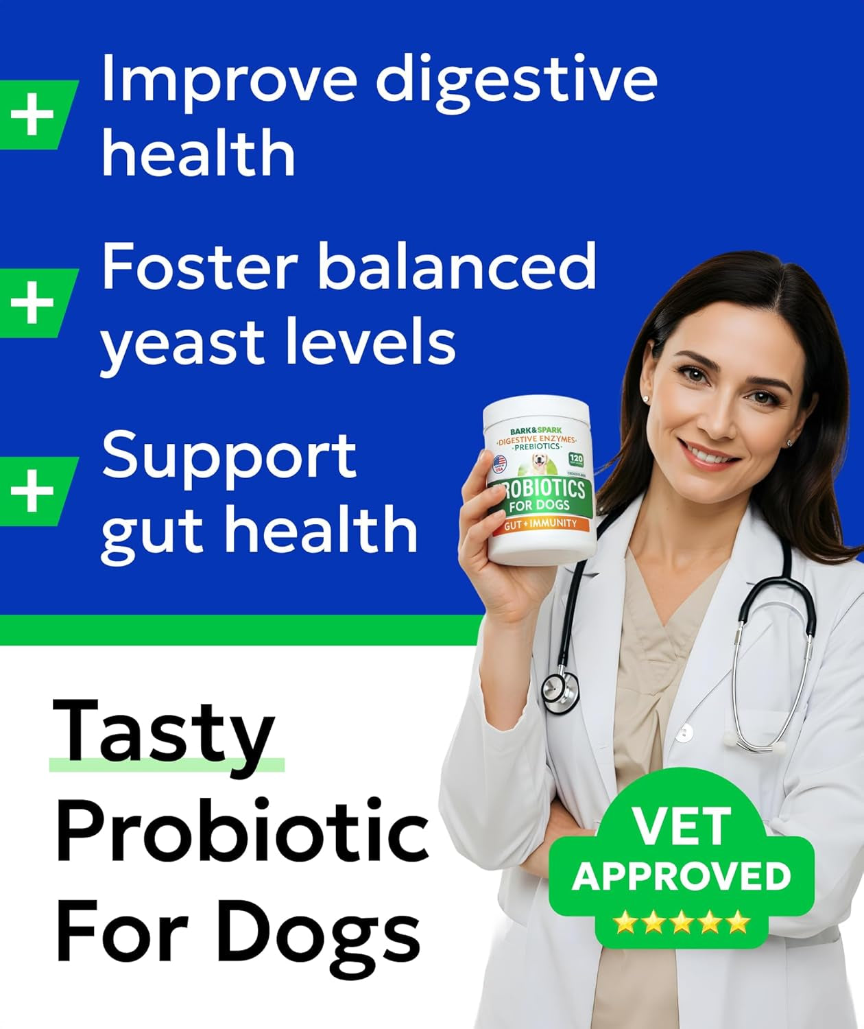 Probiotics for Dogs Digestive Health W/Enzymes - Diarrhea Gas Treatment Upset Stomach Relief - Allergy & Itchy Skin - Pet Dogs Probiotics - Digestion Supplement Treat (120Ct Chicken)