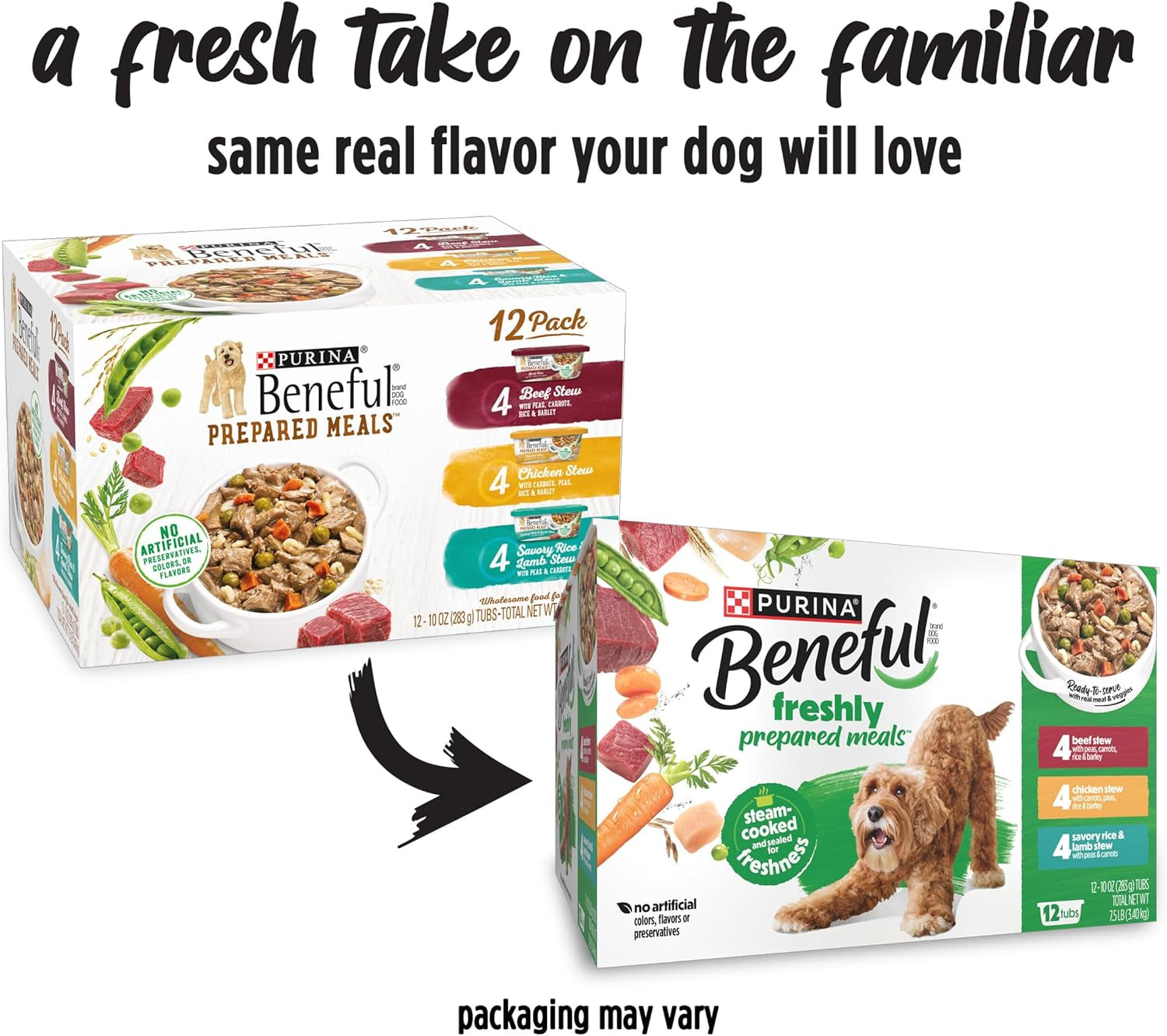 Purina  Gravy Wet Dog Food Variety Pack, Prepared Meals Stew - (12) 10 Oz. Tubs