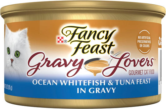 Purina  Gravy Lovers Ocean Whitefish and Tuna Feast Grilled Gourmet Cat Food in Wet Cat Food Gravy - (Pack of 24) 3 Oz. Cans