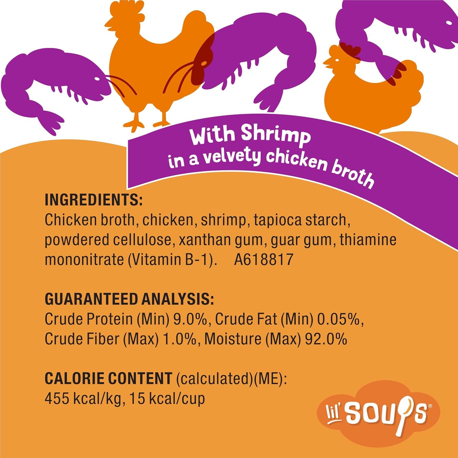 Purina  Grain Free Lickable Cat Food Toppers Lil’ Soups with Shrimp in a Velvety Chicken Broth - (Pack of 8) 1.2 Oz. Cups