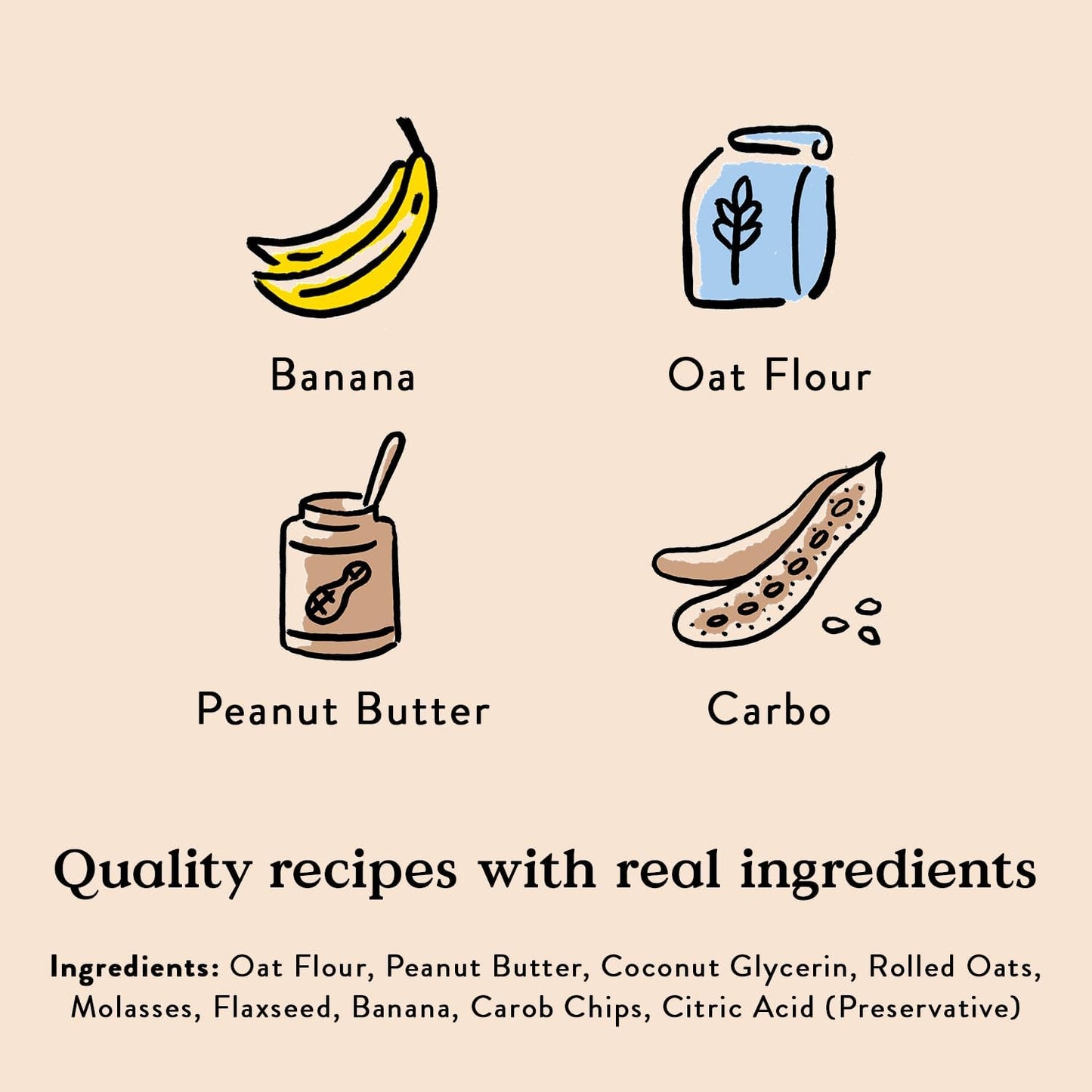 PB Banana Chip Recipe Treats for Dogs, Wheat-Free Everyday Dog Treats, Real Ingredients, Baked in the USA, All-Natural Soft & Chewy Cookies, Peanut Butter, Bananas, & Carob, 6 Oz