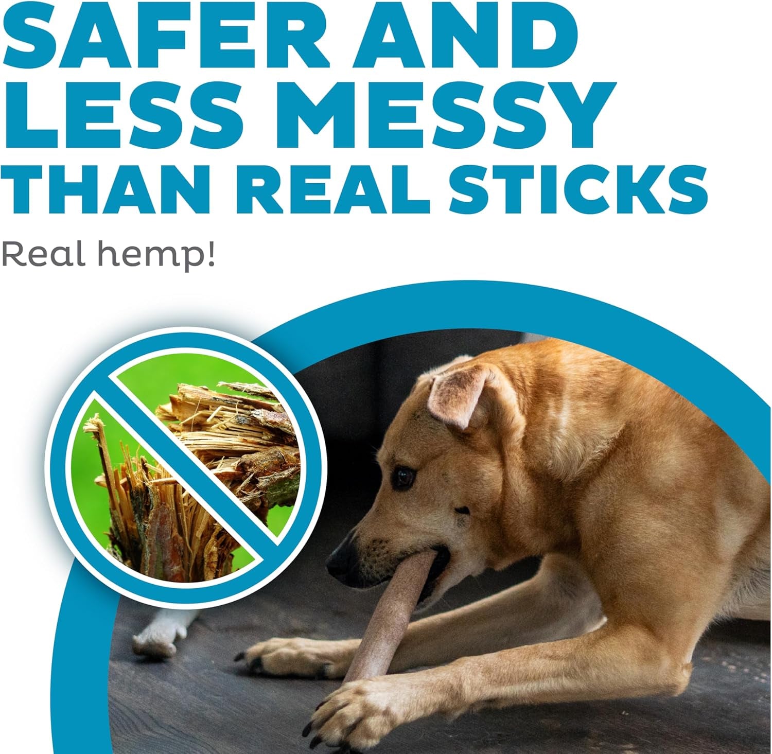 Dogwood Wood Durable Dog Chew Toys, Real Wood & Calming Hemp, 2-Pack, Medium
