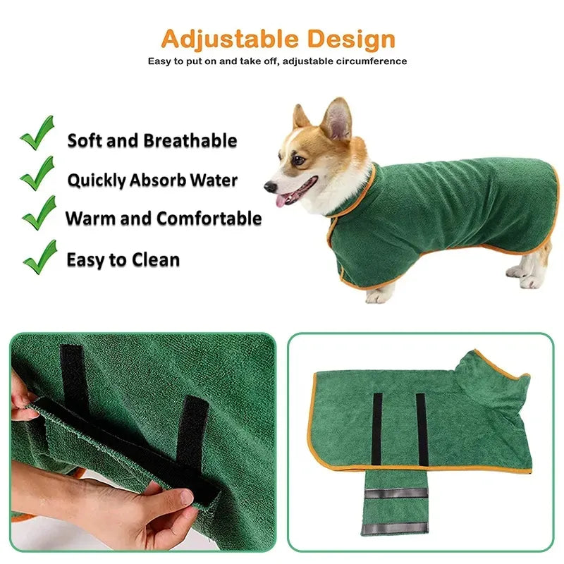 Dog Bathrobe - Microfiber Quick Drying Bath Towels - vippet.org