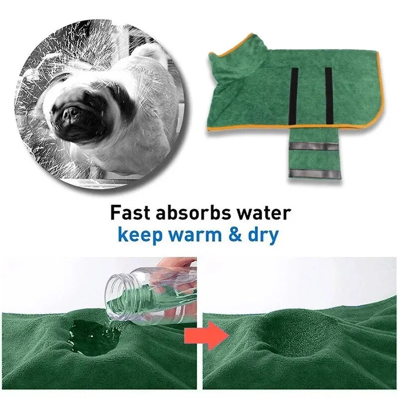 Dog Bathrobe - Microfiber Quick Drying Bath Towels - vippet.org