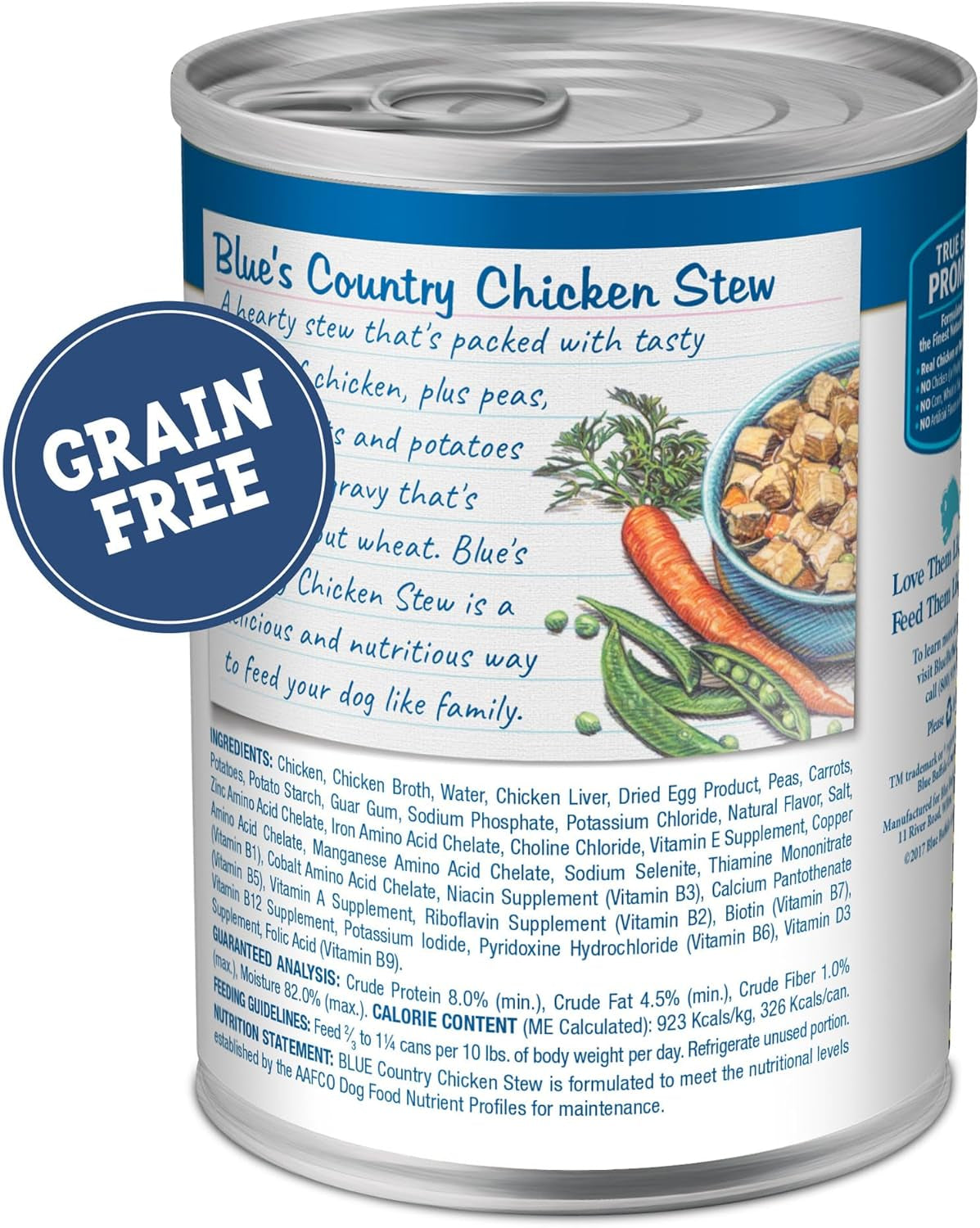 Blue'S Stew Grain Free Natural Adult Wet Dog Food, Chicken Stew 12.5 Oz Cans (Pack of 12)