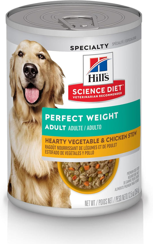 Perfect Weight, Adult 1-6, Weight Management Support, Wet Dog Food, Chicken & Vegetables Stew, 12.5 Oz Can, Case of 12
