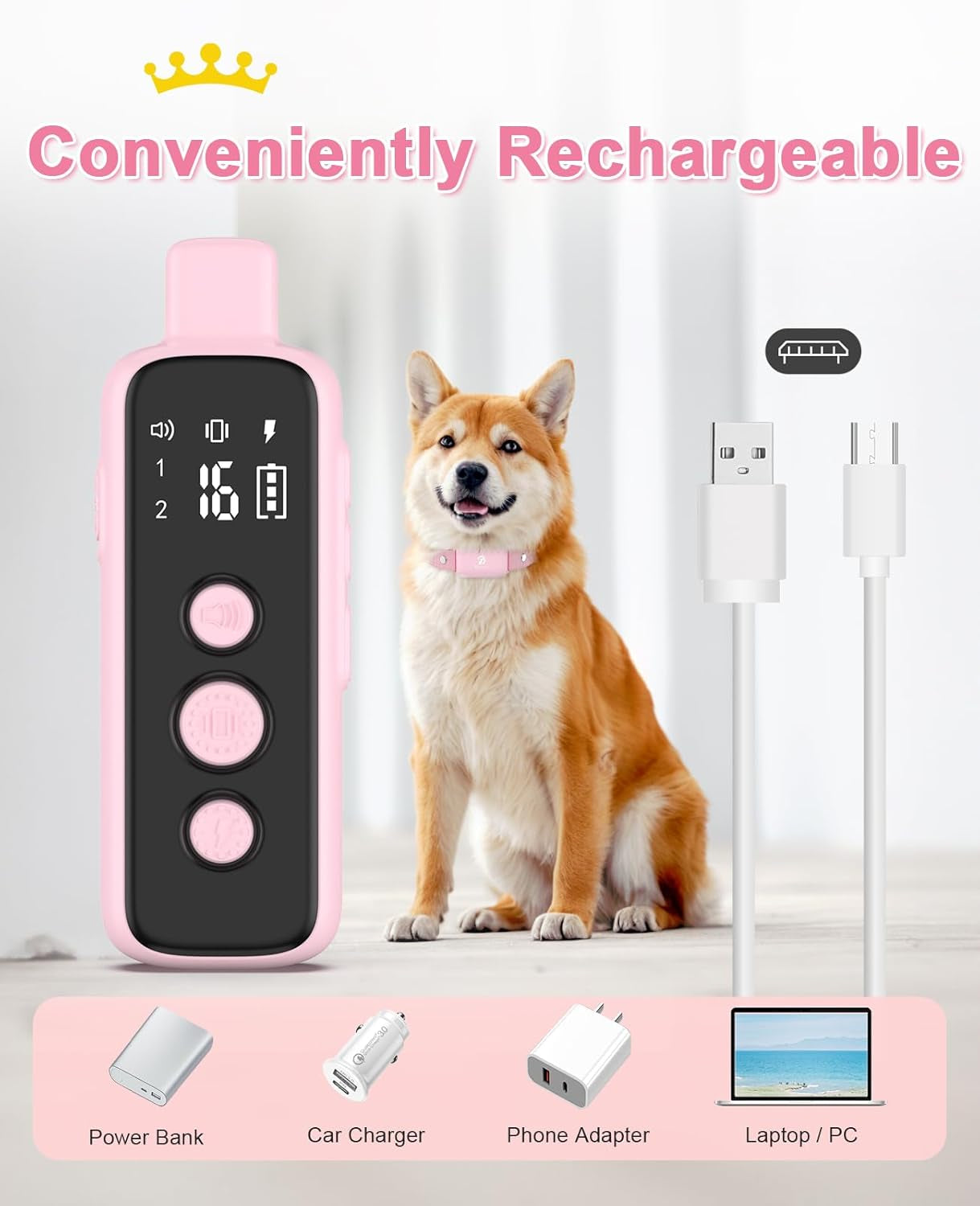Shock Collar for Dogs - Waterproof Rechargeable Dog Electric Training Collar with Remote for Small Medium Large Dogs with Beep, Vibration, Safe Shock Modes (8-120 Lbs)