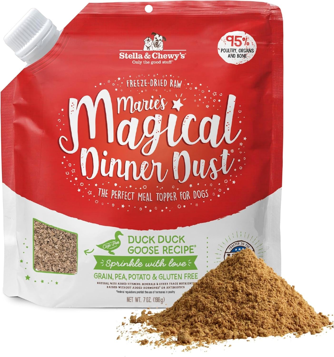 Freeze-Dried Raw Marie'S Magical Dinner Dust - Premium Duck & Turkey Dog Food Topper with Organic Fruits & Vegetables - Perfect for Picky Eaters - 7Oz
