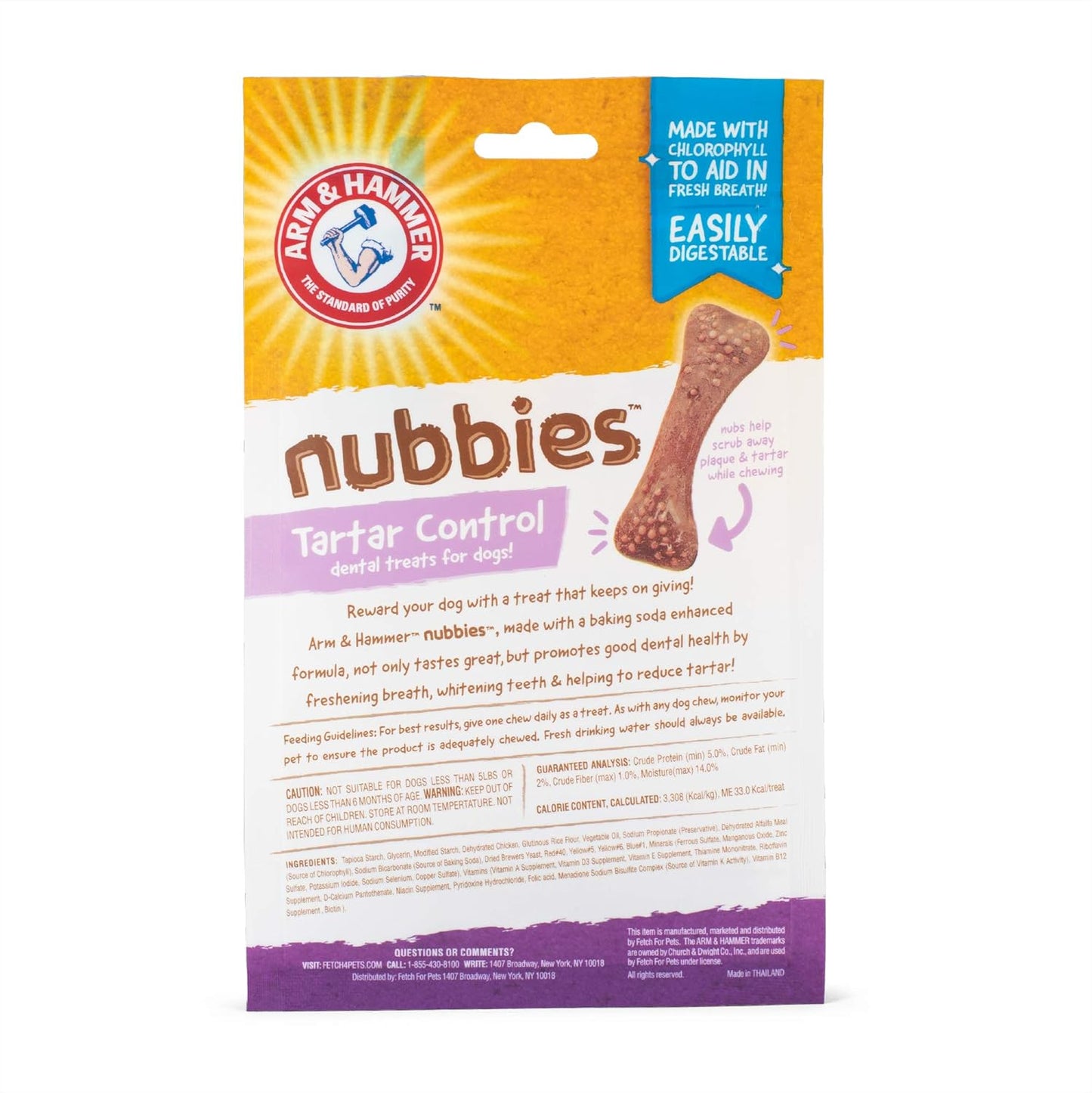 for Pets Nubbies Dental Treats for Dogs with Baking Soda & Calcium, Treat Chews Help Fight Bad Breath, Plaque & Tartar without Brushing, Chicken Dog, Sm Size, 20 Pcs (Packaging May Vary)