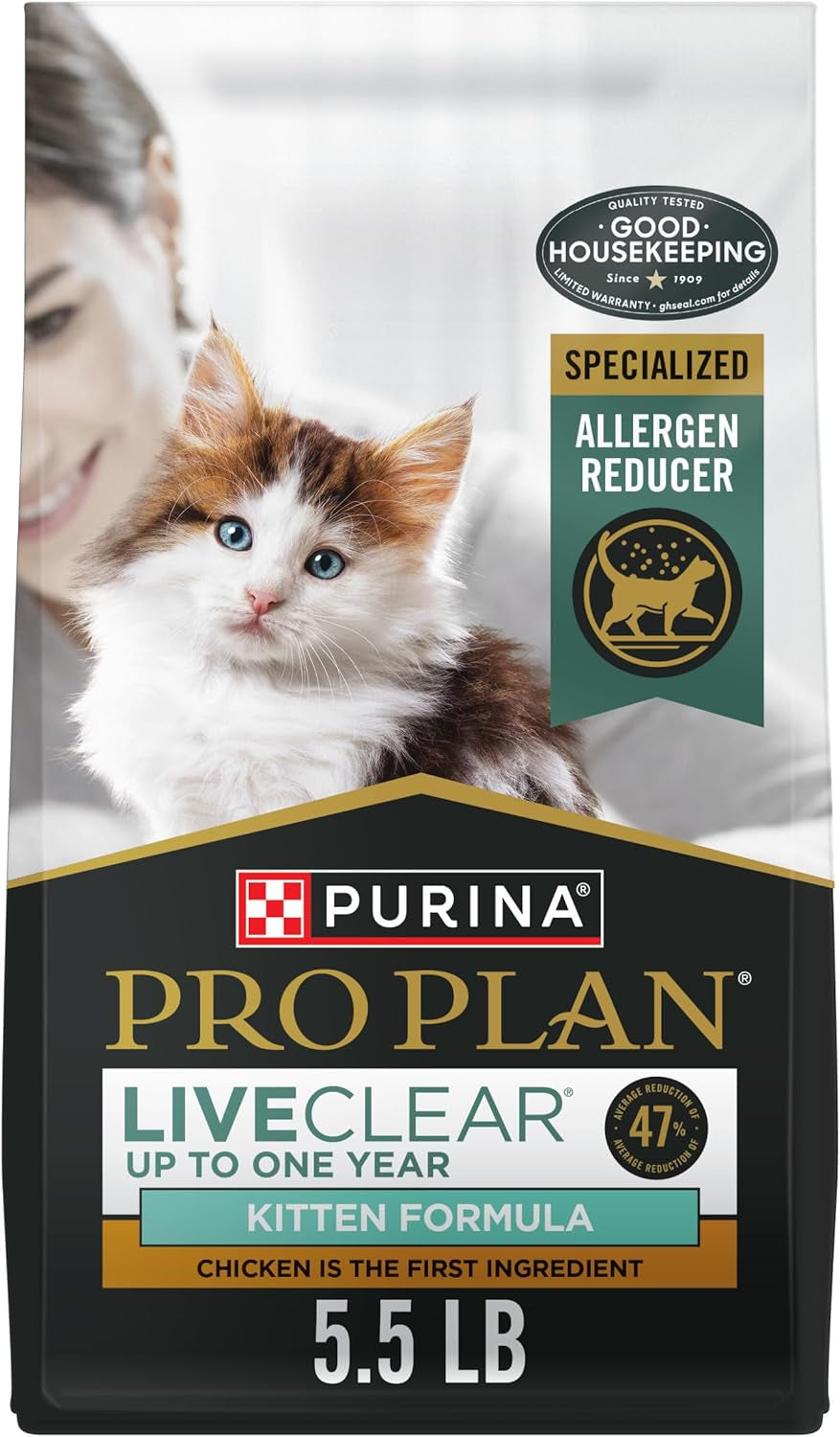Liveclear Dry Cat Food for Kittens Cat Allergen Reducer Chicken and Rice Formula - 5.5 Lb. Bag