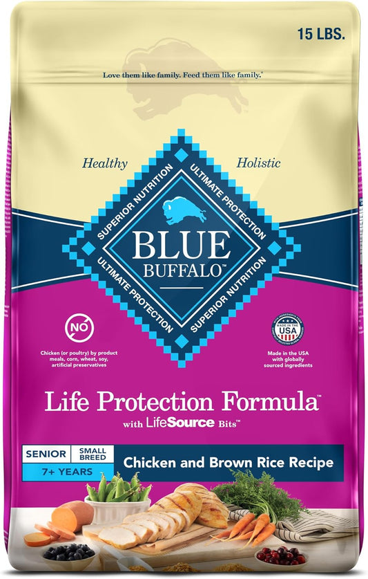 Life Protection Formula Small Breed Senior Dry Dog Food, Supports Joint Health and Immunity, Made with Natural Ingredients, Chicken & Brown Rice Recipe, 15-Lb. Bag