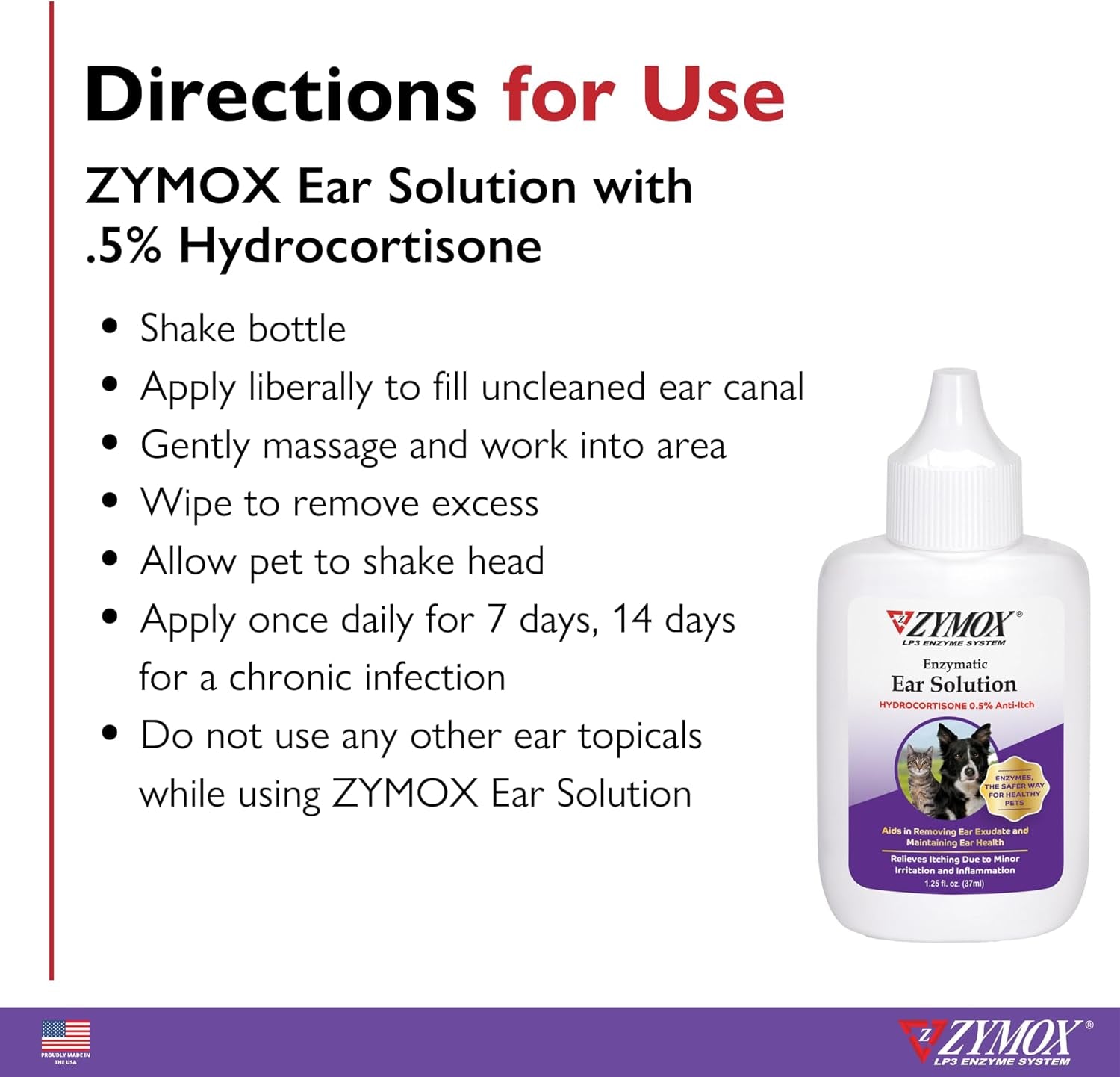 Enzymatic Ear Solution with 0.5-Percent Hydrocortisone, for Dog & Cat, 1.25 Oz