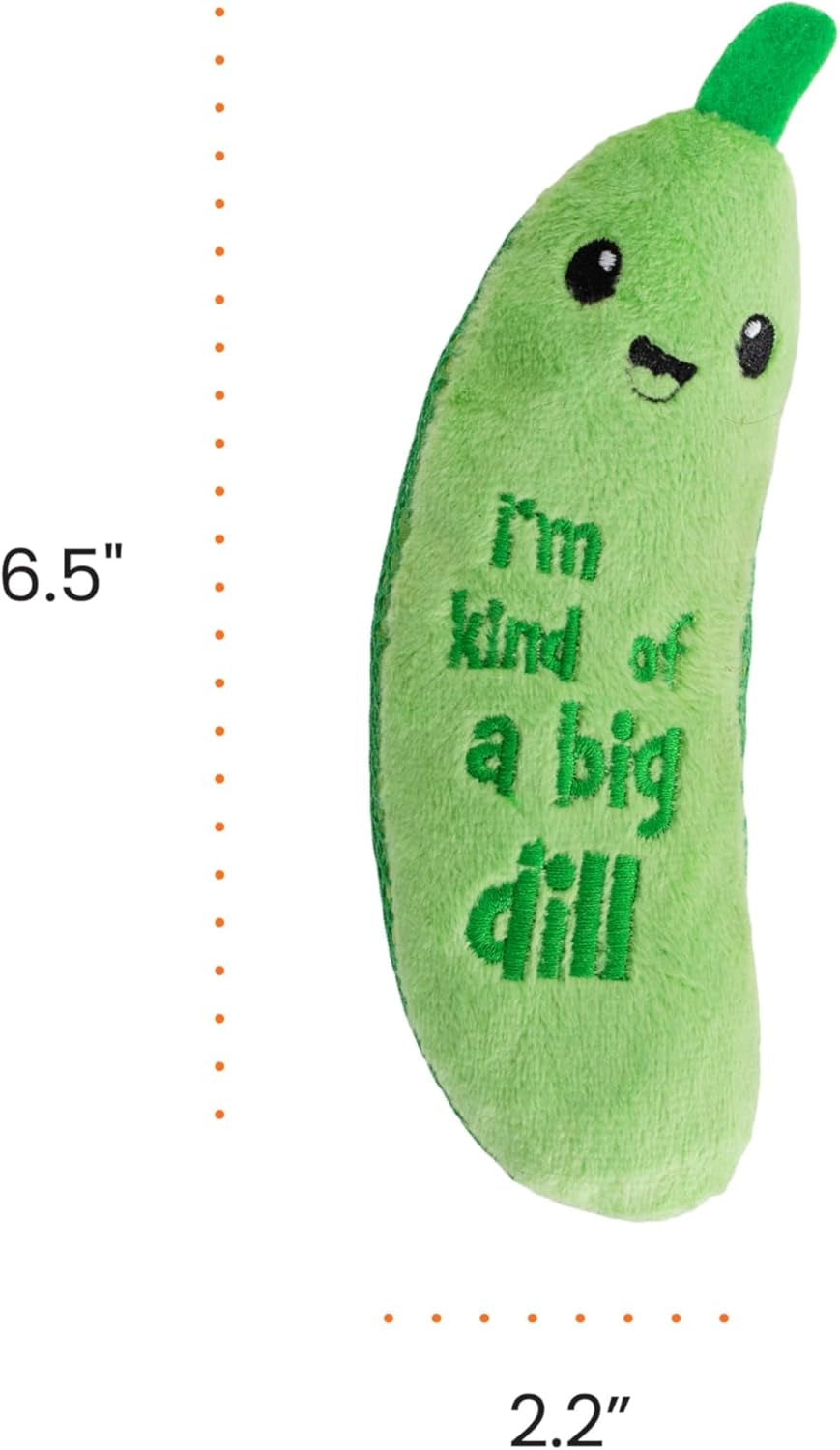 Crunchy Pickle Kicker Toy with Catnip and Dental Mesh, Pickle Shape, Plush and Crinkle Cat Toy for Kicking, Tossing, and Teeth Cleaning, Green