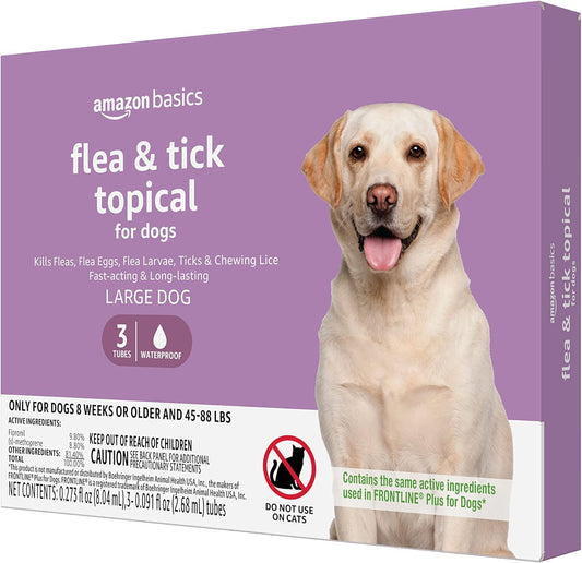 Flea and Tick Topical Treatment for Large Dogs (45-88 Pounds), 3 Count (Previously Solimo)