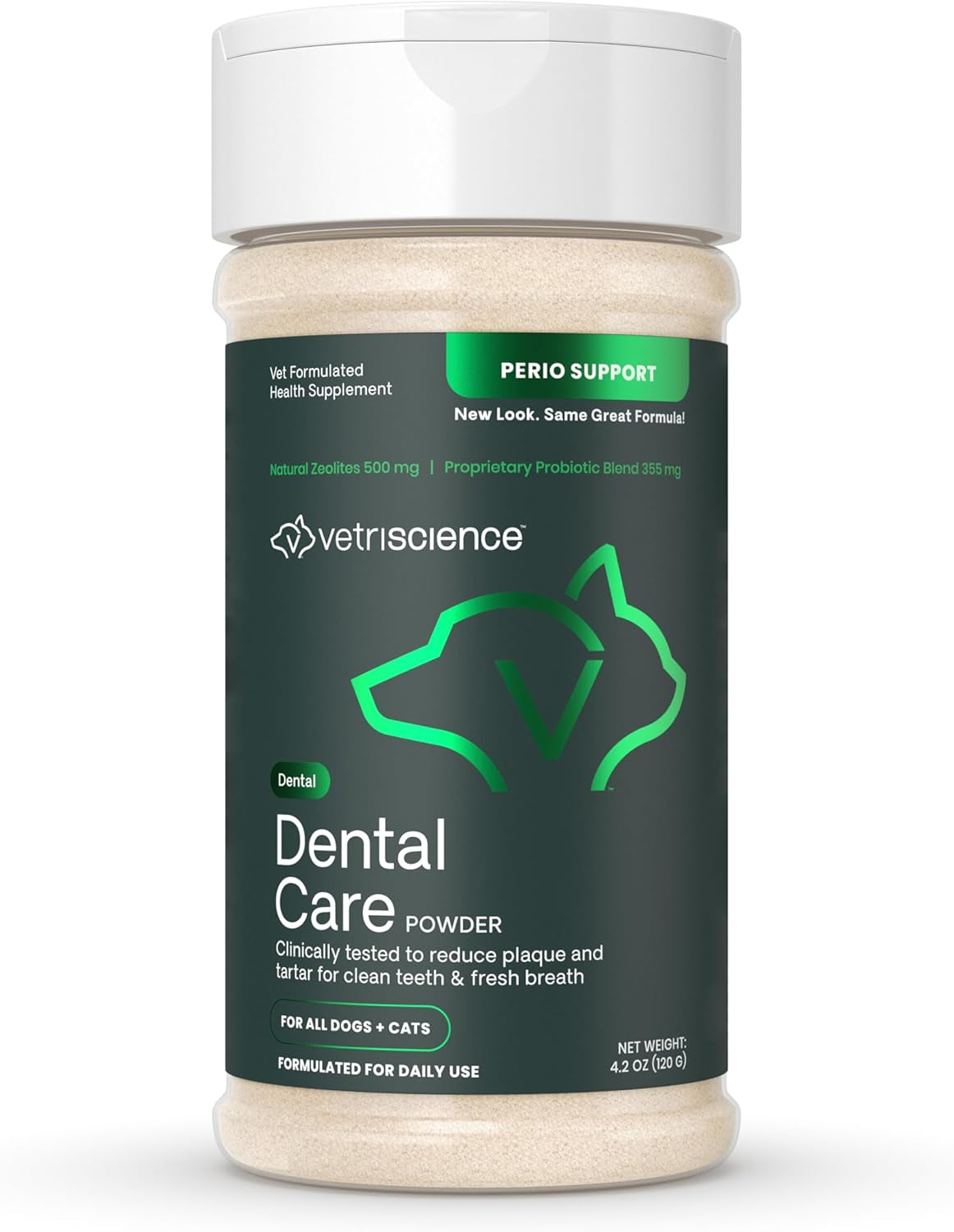 Dental Care Powder, Perio Support Clinically Tested Dental Supplement for Small, Medium and Large Breed Dogs, Freshen Breath, Control Plaque and Tartar, Oral Health, 4.2 Oz