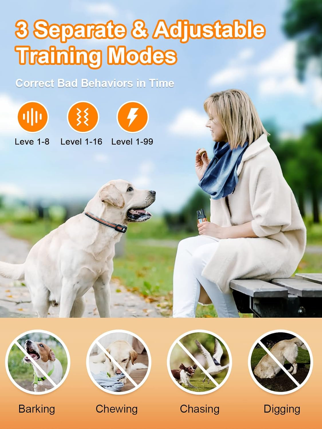 Dog Shock Collar 2 Dogs (5-120Lbs) - 3300 Ft Waterproof Training Collar for Dogs Large Medium Small with Rechargeable Remote, Beep (1-8) Vibration (1-16) and Humane Shock (1-99) Modes