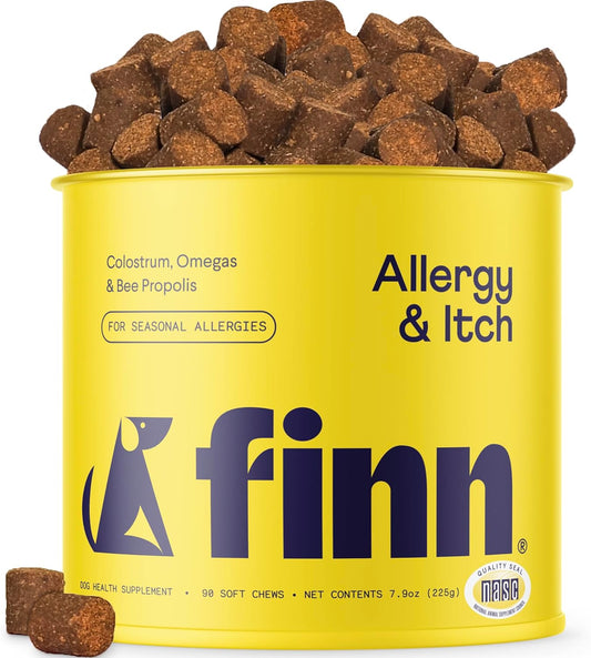 Allergy & Itch for Dogs | Daily Support for Itchy Skin, Immune Health & Seasonal Allergies from Colostrum, Bee Propolis + Probiotics | 90 Soft Chews