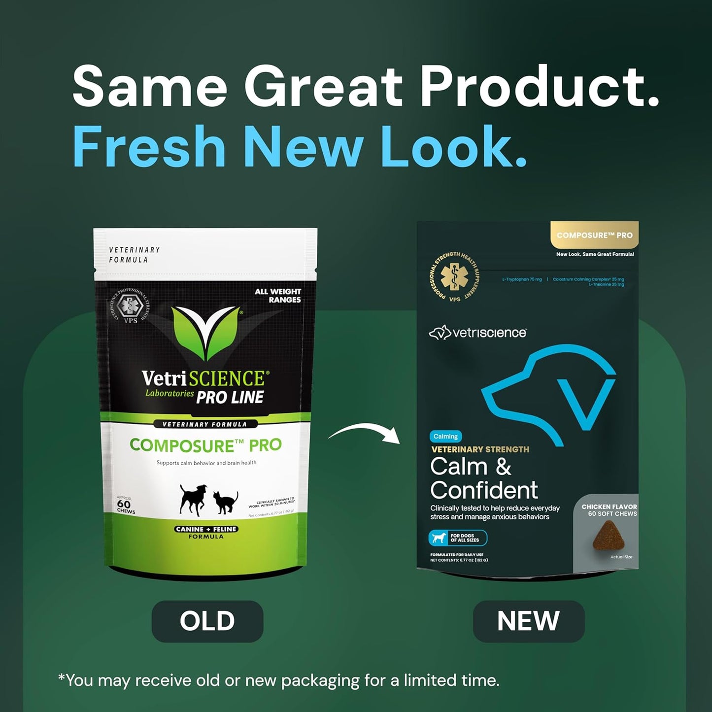 Veterinary Strength Calm & Confident Chews - Stress Supplement for Pets - Supports Brain Function for Cats & Dogs - with L-Theanine, Thiamine & More - 60 Count