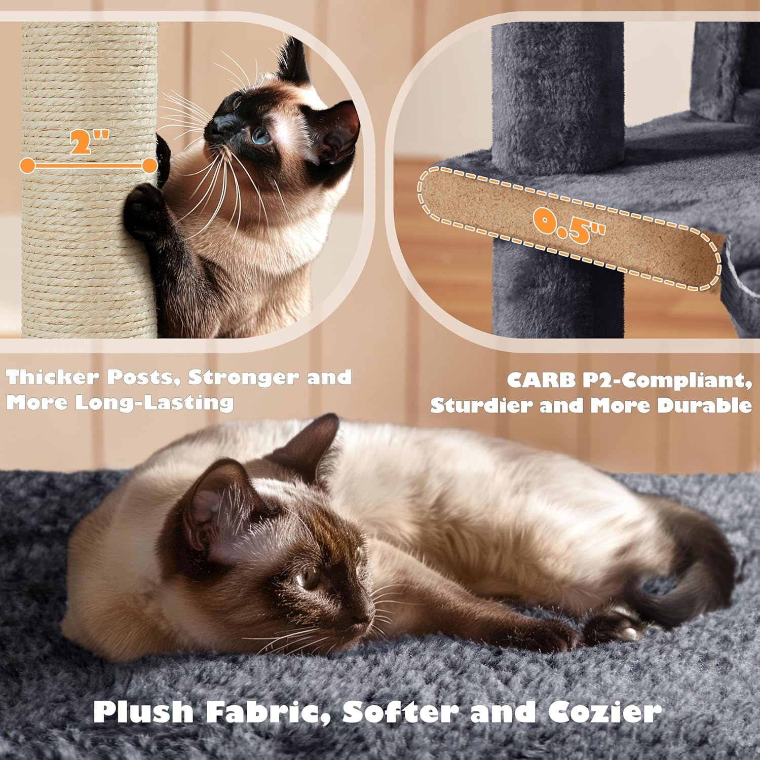 54In Cat Tree Tower Condo Furniture Scratch Post for Kittens Pet House Play