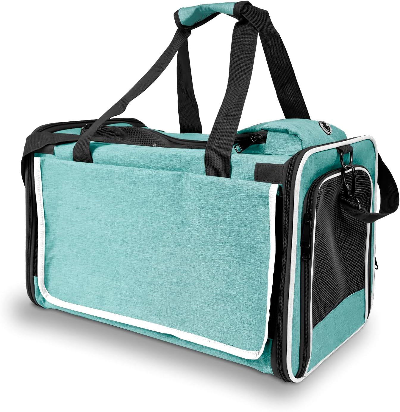 Small Dog Carrier for Puppy Yorkshire Softshell Car Transport Chihuahua Carry Cage 18-Inch Collapsible Doggie Vet Visit Crate Easy Load Roomy Pet Carrier Bag Kennel Dog Essentials Teal