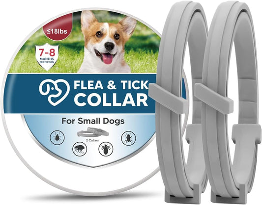 Small Dog Flea Collar, Tick Collar for Puppy Dogs, Flea Collars for Small Dogs under 18 Lbs, 8 Months Protection-2P