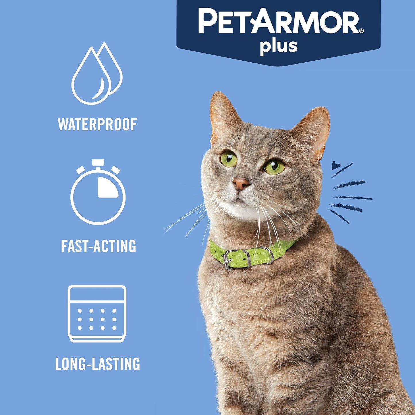 plus Flea and Tick Prevention for Cats, Cat Flea and Tick Treatment, 12 Doses, Waterproof Topical, Fast Acting, Cats over 1.5 Lbs