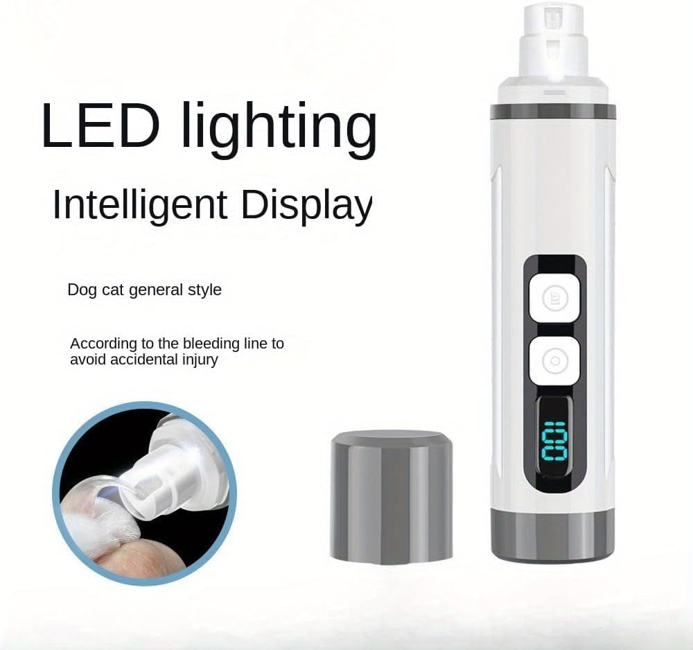 Dog Nail Grinder Quiet-2024 Release Ultra-Quiet Dog & Cat Nail Grinder with LED Light & Battery Display - Painless Nail Trimmer for Small to Large Pets, Thick Nails, and Sensitive Paws
