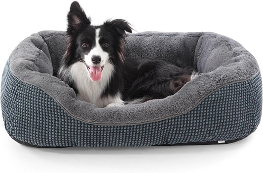 Dog Bed Medium Size, Orthopedic Warming Soft Calming Sleeping Puppy Bed Durable Pet Bed with Anti-Slip Bottom M(30"X24"X9")