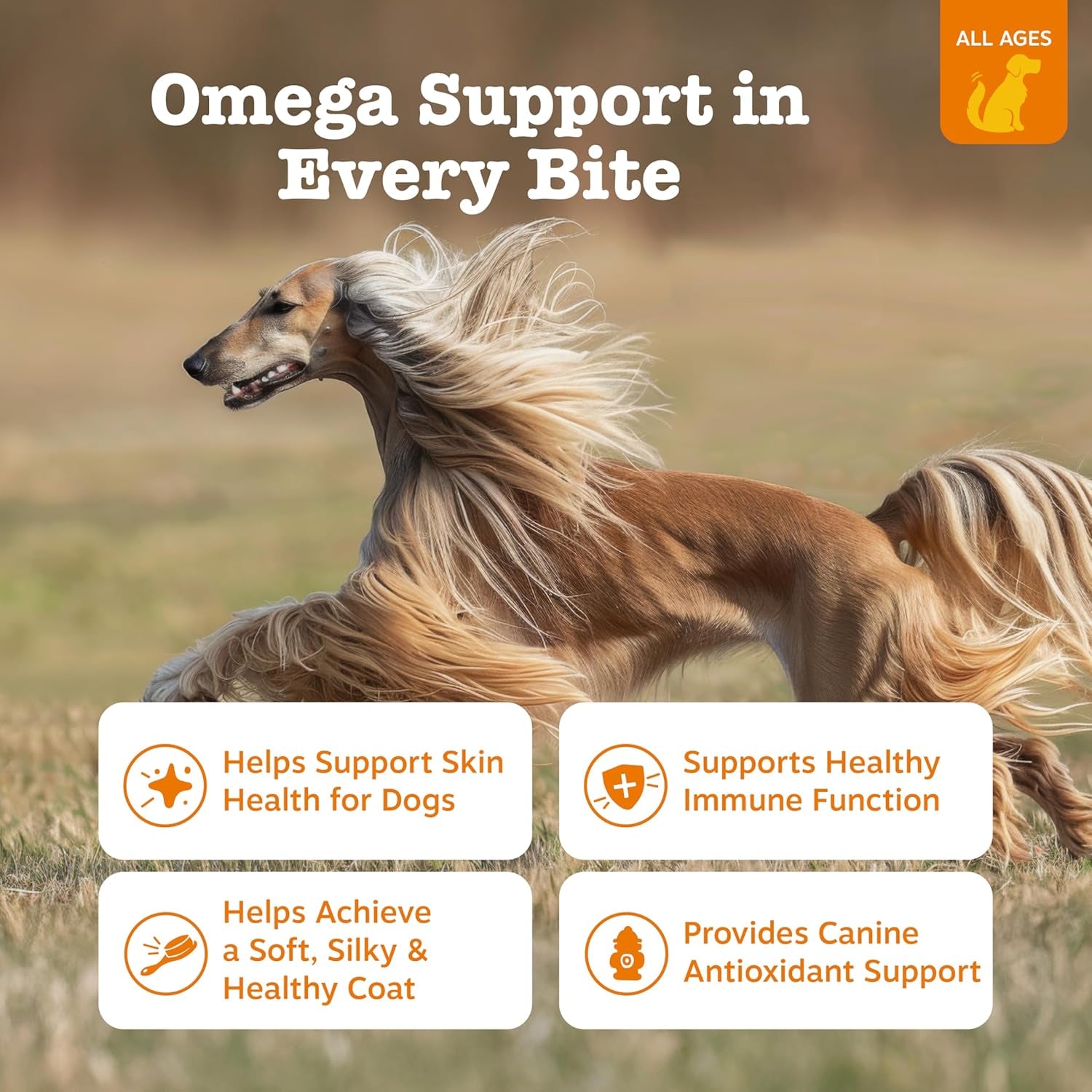 Omega 3 Fish Oil for Dogs - Zesty Paw Dog Vitamins and Supplements for Hip, Joint & Skin, Bacon (90 Chews)