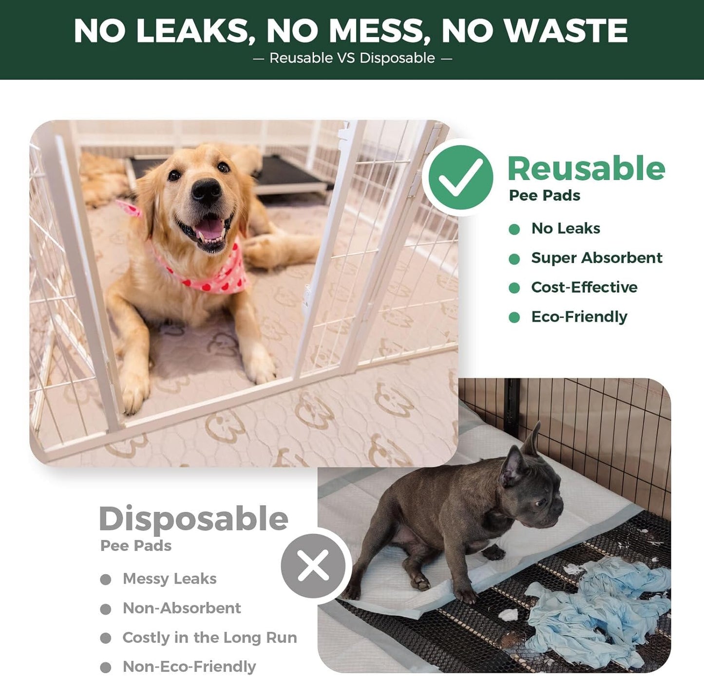 Washable Pee Pads for Dogs, Puppy Pads with Super Absorbent, Specifically Designed for  Rollick/Homeplus 24Inch 8 Panels Dog Playpen, 63" Square, Khaki, 1 Pack