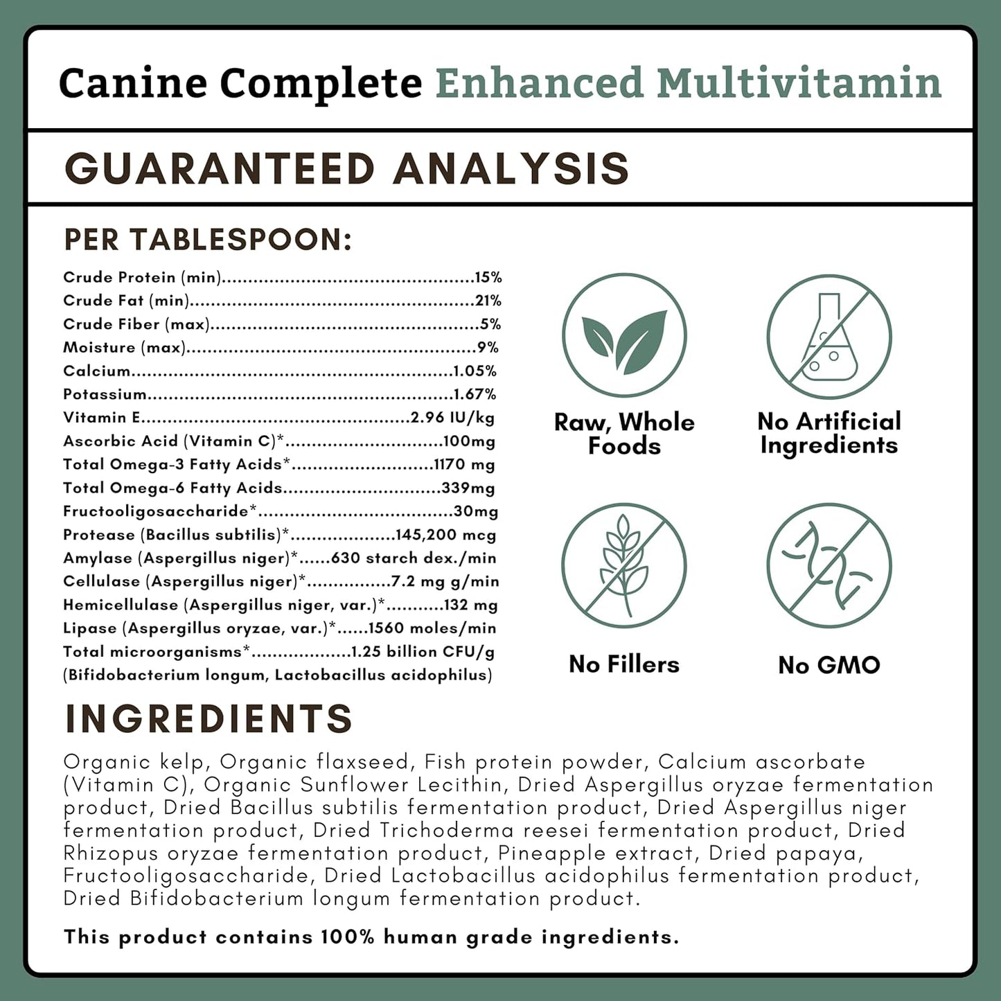 Canine Complete - Dog Multivitamin Powder - 1 Lb - Daily Dog Vitamins and Supplements for Homemade Food - Immune System, Skin, Coat & Overall Health - Small and Large Breed