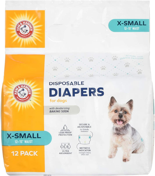 for Pets for Pets Female Dog Diapers, Size X-Small, 12 Count | Ultra-Absorbent, Adjustable Girl Dog Diapers with Leak-Proof Protection and Wetness Indicator