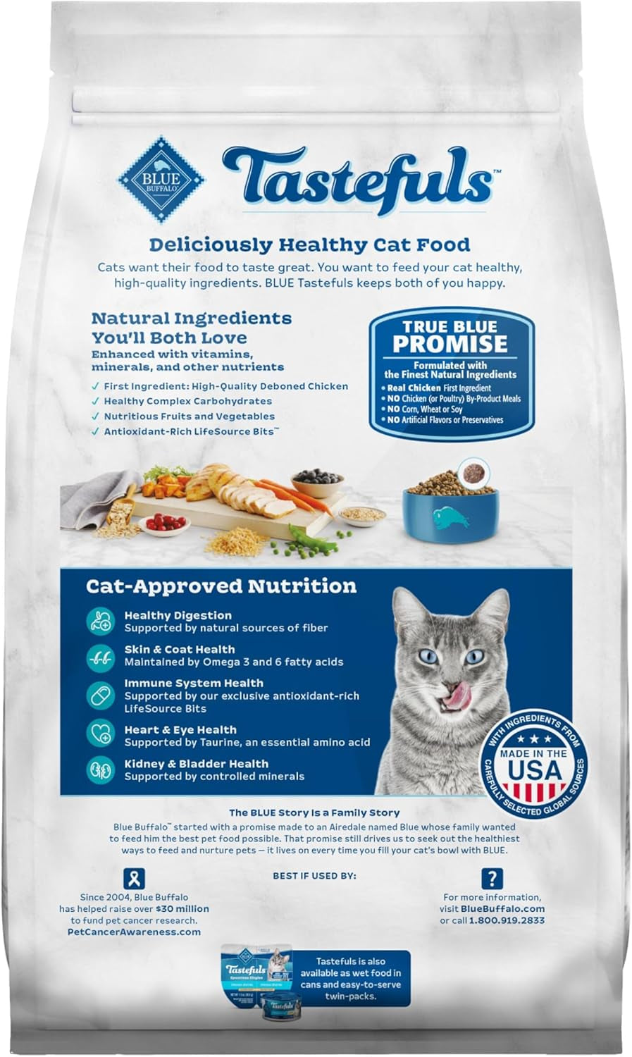 Tastefuls Natural Dry Food for Adult Indoor Cats, Chicken & Brown Rice Recipe, 7-Lb. Bag